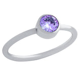 .925 Sterling Silver 5mm Swarovski Purple Cz Bezel Set Stackable Band Ring, <b>size: Sl</b>