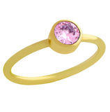 .925 Sterling Silver Gold Plated 5mm Pink Swarovski Cz Stackable Band Ring, <b>size: Gd</b>