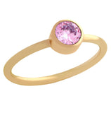 .925 Sterling Silver Rose Gold Plated 5mm Pink Swarovski Cz Stackable Band Ring, <b>size: Rg</b>