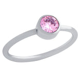 .925 Sterling Silver 5mm Swarovski Pink Cz Bezel Set Stackable Band Ring, <b>size: Sl</b>