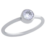 .925 Sterling Silver 5mm Swarovski Lavender Cz Bezel Set Stackable Band Ring, <b>size: Sl</b>