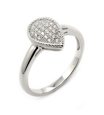 .925 Sterling Silver Micro Pave Cz Drop Shape Ring, <b>size: 6</b>