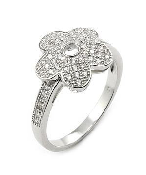 .925 Sterling Silver Micro Pave Cz Flower Ring, <b>size: 6</b>