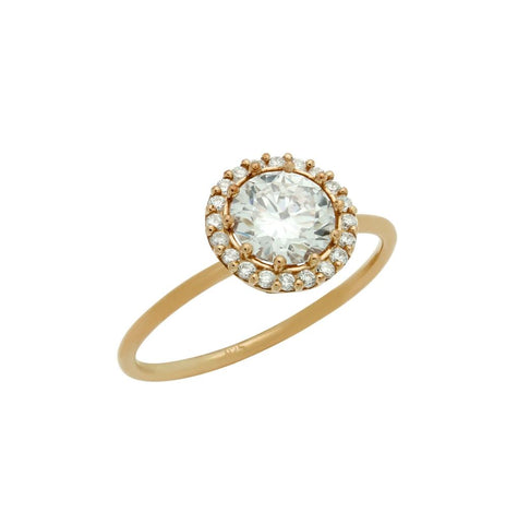 .925 Sterling Silver Rose Gold Plated Round Cz Ring, <b>size: 6</b>