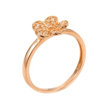 .925 Sterling Silver Rose Gold Plated Cz Flower Ring,size 8