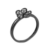 .925 Sterling Silver Black Rhodium Plated Cz Flower Ring, <b>size: 6</b>