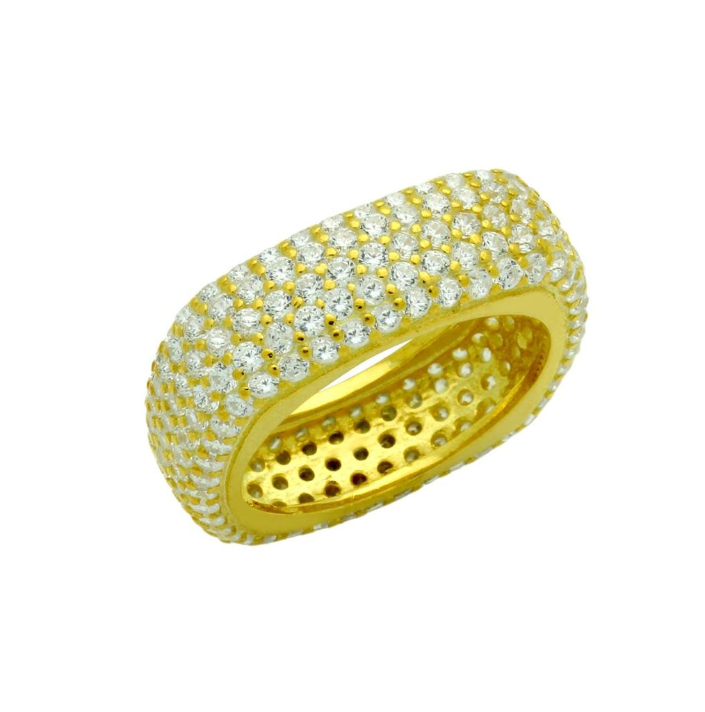 .925 Sterling Silver Gold Plated Cz Pave Ring, <b>size: 6</b>