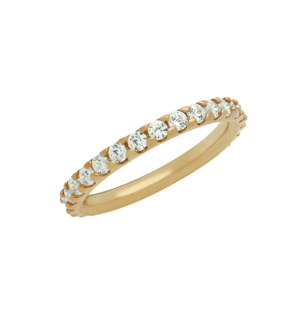 .925 Sterling Silver Rose Gold Plated Eternity White Cz Stackable Band Ring, <b>size: 5</b>