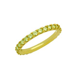 .925 Sterling Silver Gold Plated Eternity Yellow Cz Stackable Band Ring, <b>size: 5</b>