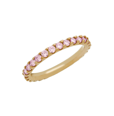 .925 Sterling Silver Rose Gold Plated Eternity Pink Cz Stackable Band Ring,size 5