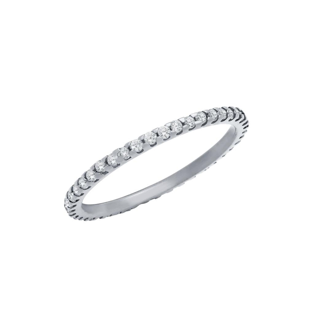 .925 Sterling Silver Rhodium Plated Eternity White Cz Stackable Band Ring, <b>size: 5</b>