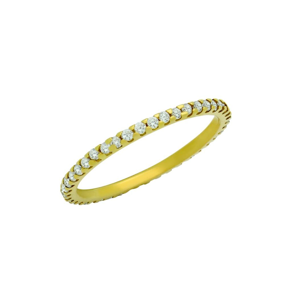 .925 Sterling Silver Gold Plated Eternity White Cz Stackable Band Ring, <b>size: 5</b>