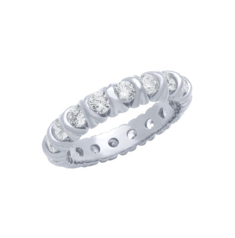 .925 Sterling Silver Rhodium Plated Xo Eternity Style Cz Band Ring, <b>size: 5</b>