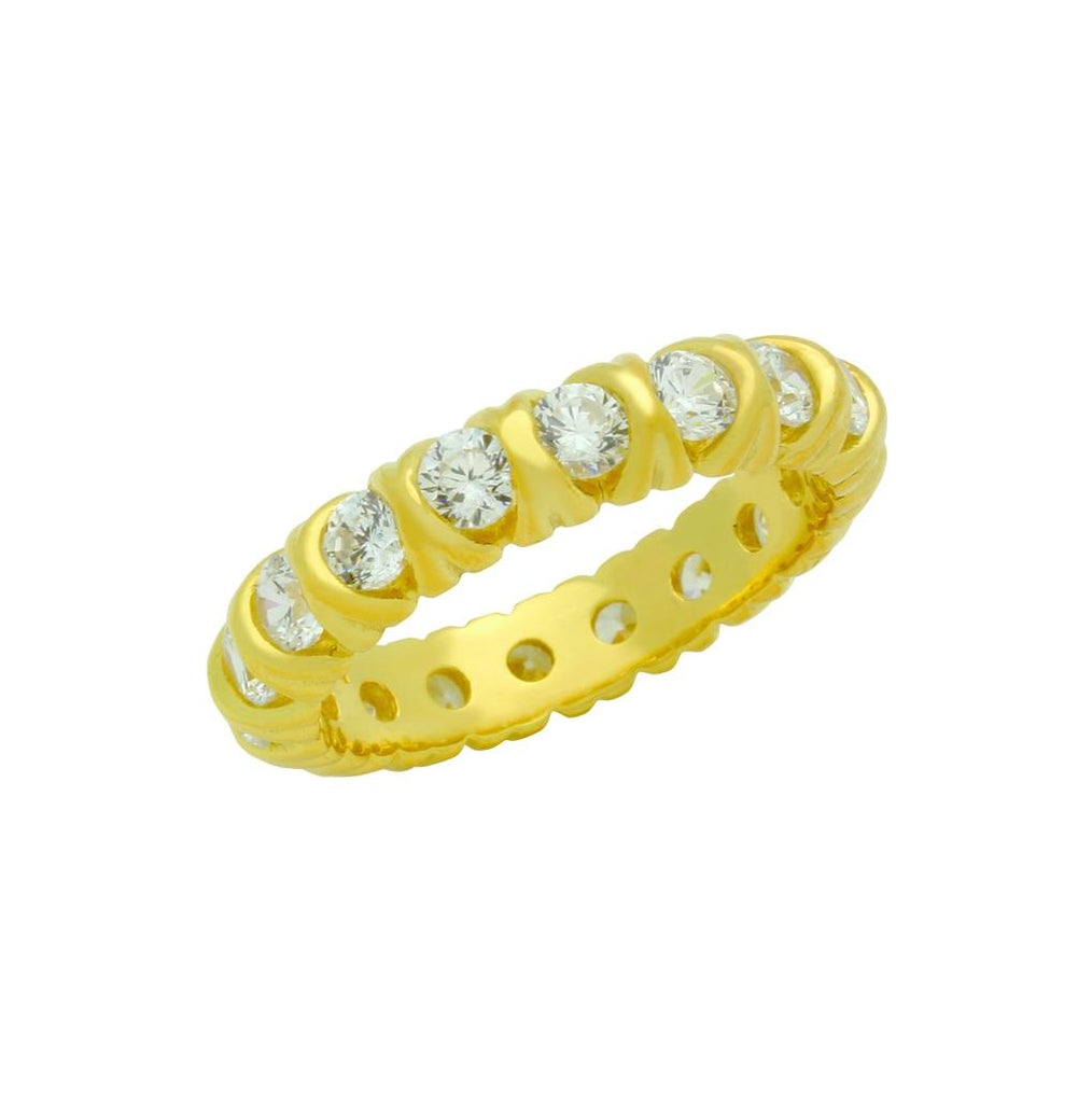 .925 Sterling Silver Gold Plated Xo Eternity Style Cz Band Ring, <b>size: 5</b>