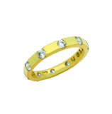 .925 Sterling Silver Gold Plated Round Cz Spaced Style Band Ring, <b>size: 5</b>