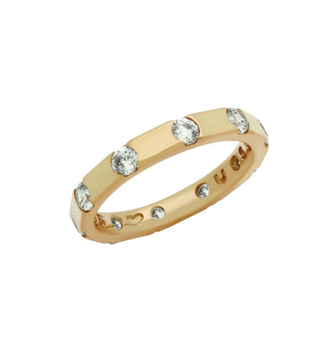 .925 Sterling Silver Rose Gold Plated Round Cz Spaced Style Band Ring, <b>size: 5</b>