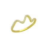 .925 Sterling Silver Gold Plated Cz Wave Design Ring, <b>size: 7</b>