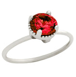 .925 Sterling Silver Rhodium Plated January Birthstone Garnet Red Round Cz Ring, <b>birthstone: Jan</b>