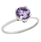 .925 Sterling Silver Rhodium Plated June Birthstone Alexandrite Light Purple Round Cz Ring, <b>birthstone: Jun</b>