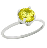 .925 Sterling Silver Rhodium Plated November Birthstone Citrine Yellow Round Cz Ring, <b>birthstone: Nov</b>