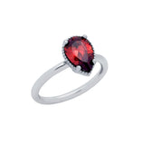 .925 Sterling Silver Rhodium Plated Red Teardrop Cz Ring, <b>size: 5</b>