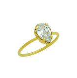 .925 Sterling Silver Gold Plated Clear 6x9mm Teardrop Cz Ring, <b>size: 5</b>