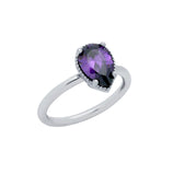 .925 Sterling Silver Rhodium Plated Purple Teardrop Cz Ring, <b>size: 5</b>