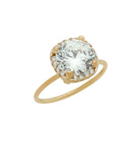 .925 Sterling Silver Rose Gold Plated Clear 9mm Round Cz Ring With Square Design Surrounding Clear Cz Stones, <b>size: 5</b>