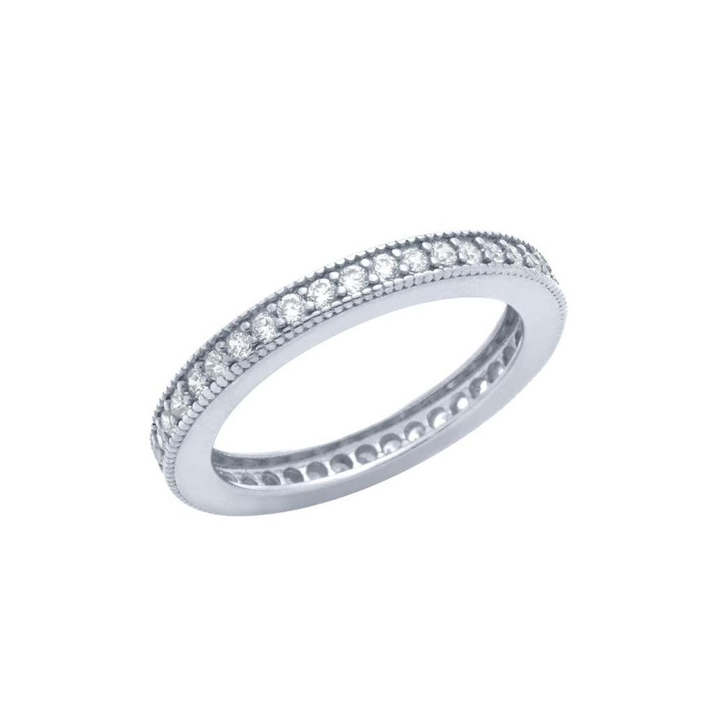 .925 Sterling Silver Rhodium Plated 1.75mm Cz Eternity Band Ring, <b>size: 5</b>