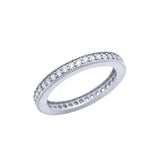 .925 Sterling Silver Rhodium Plated 1.75mm Cz Eternity Band Ring, <b>size: 5</b>