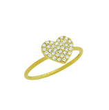 .925 Sterling Silver Gold Plated Pave Cz Heart Stackable Ring, <b>size: 7</b>