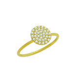 .925 Sterling Silver Gold Plated Pave Cz Disk Stackable Ring, <b>size: 7</b>