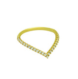 .925 Sterling Silver Gold Plated Eternity "v" Chevron Stackable Cz Band, <b>size: 7</b>