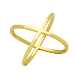 .925 Sterling Silver Gold Plated Plain X Ring, <b>size: P</b>