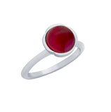 .925 Sterling Silver Rhodium Plated Ring With 8mm Cabochon Ruby, <b>size: Rby</b>