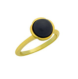 .925 Sterling Silver Gold Plated Ring With 8mm Cabochon Onyx, <b>size: Onx</b>