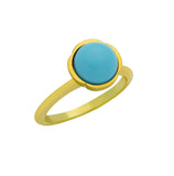 .925 Sterling Silver Gold Plated Ring With 8mm Cabochon Turquoise, <b>size: Trq</b>