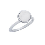 .925 Sterling Silver Ring With 8mm Cabochon Mother Of Pearl, <b>size: Prl</b>