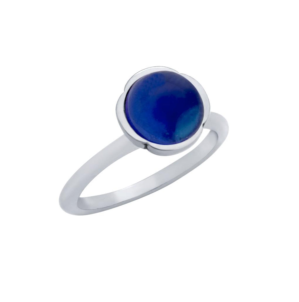 .925 Sterling Silver Ring With 8mm Cabochon Sapphire, <b>size: Sap</b>