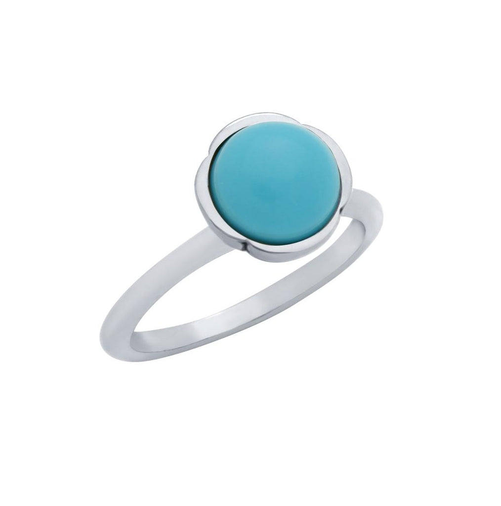 .925 Sterling Silver Ring With 8mm Cabochon Turquoise, <b>size: Trq</b>