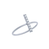 .925 Sterling Silver Rhodium Plated Stackable Ring With Cz Pave Bar, <b>size: 5</b>