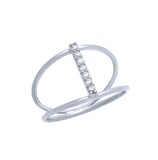 .925 Sterling Silver Rhodium Plated Split Shank Cz Bar Ring, <b>size: 5</b>