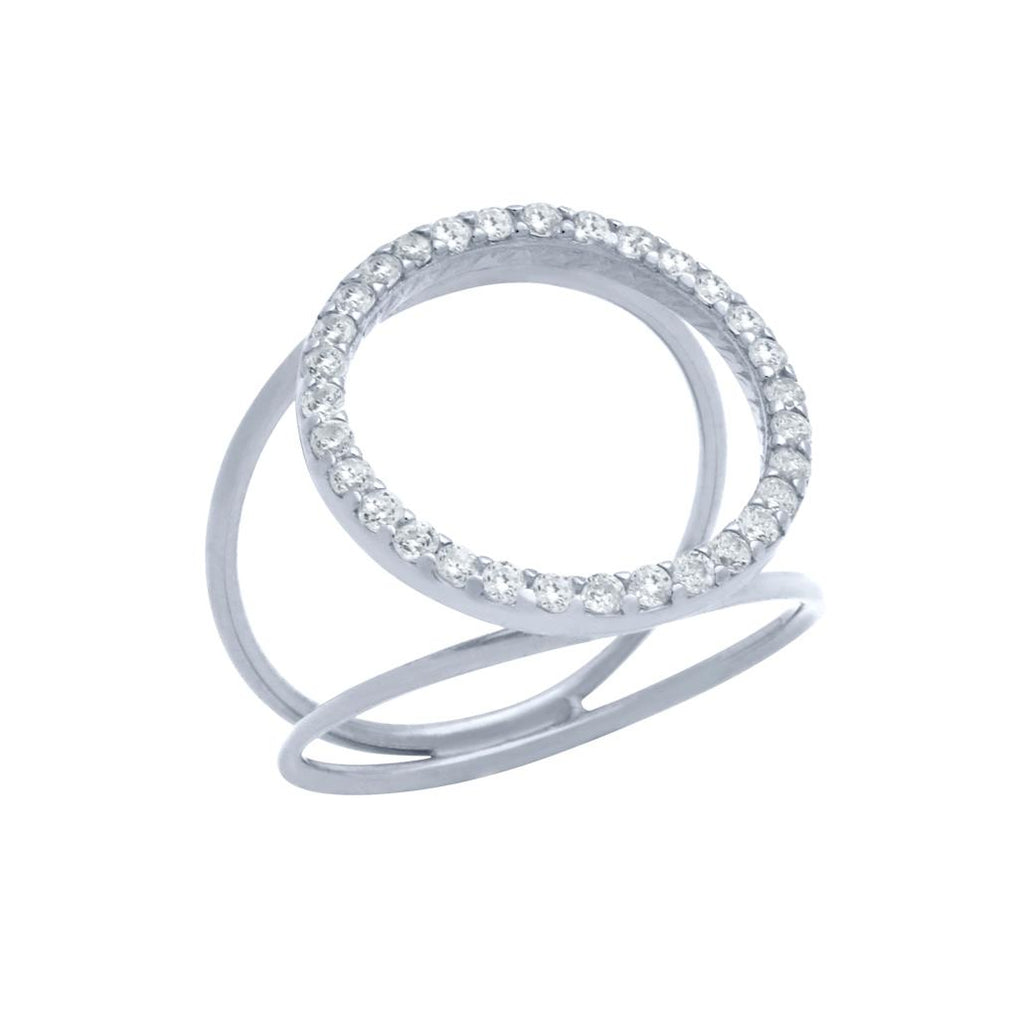 .925 Sterling Silver Rhodium Plated Split Shank Ring With 18mm Cz Eternity Circle, <b>size: 5</b>