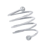 .925 Sterling Silver Rhodium Plated Spiral "spring Ring" With 3mm Cz, <b>size: 6</b>