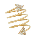 .925 Sterling Silver Rose Gold Plated Spiral "spring Ring" With Cz Pave Triangles, <b>size: 6</b>