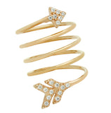 .925 Sterling Silver Rose Gold Plated Spiral "spring Ring" With Cz Pave Arrow Head And Tail, <b>size: 6</b>