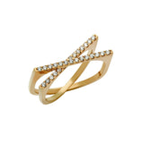 .925 Sterling Silver Rose Gold Plated Split-double-shank "x" Ring With Cz Pave, <b>size: 6</b>