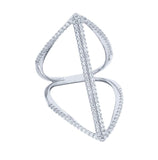 .925 Sterling Silver Rhodium Plated Split-shank Double Bar Micro Pave Cz Ring, <b>size: 6</b>