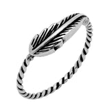 .925 Sterling Silver Feather Ring With Rope Shank, <b>size: 6</b>