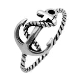 .925 Sterling Silver Ornate Anchor Ring With Rope Shank, <b>size: 6</b>